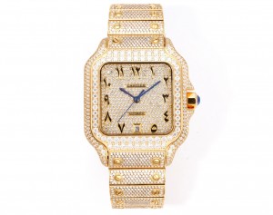 (Cartier) Custom-made full-diamond version of the Santos de Cartier collection