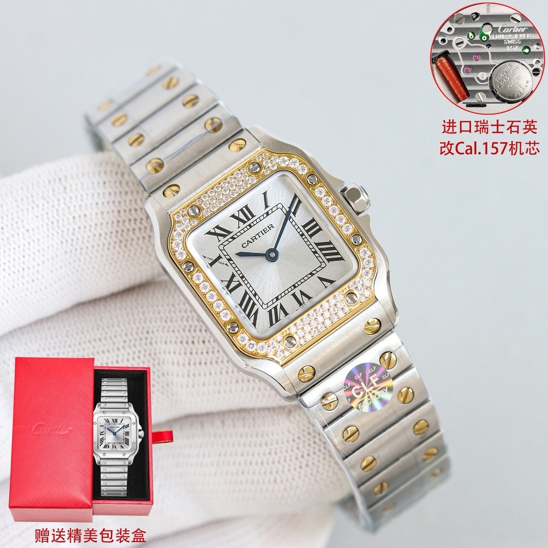 (Cartier) Santos Collection Two-Tone Women's Watch